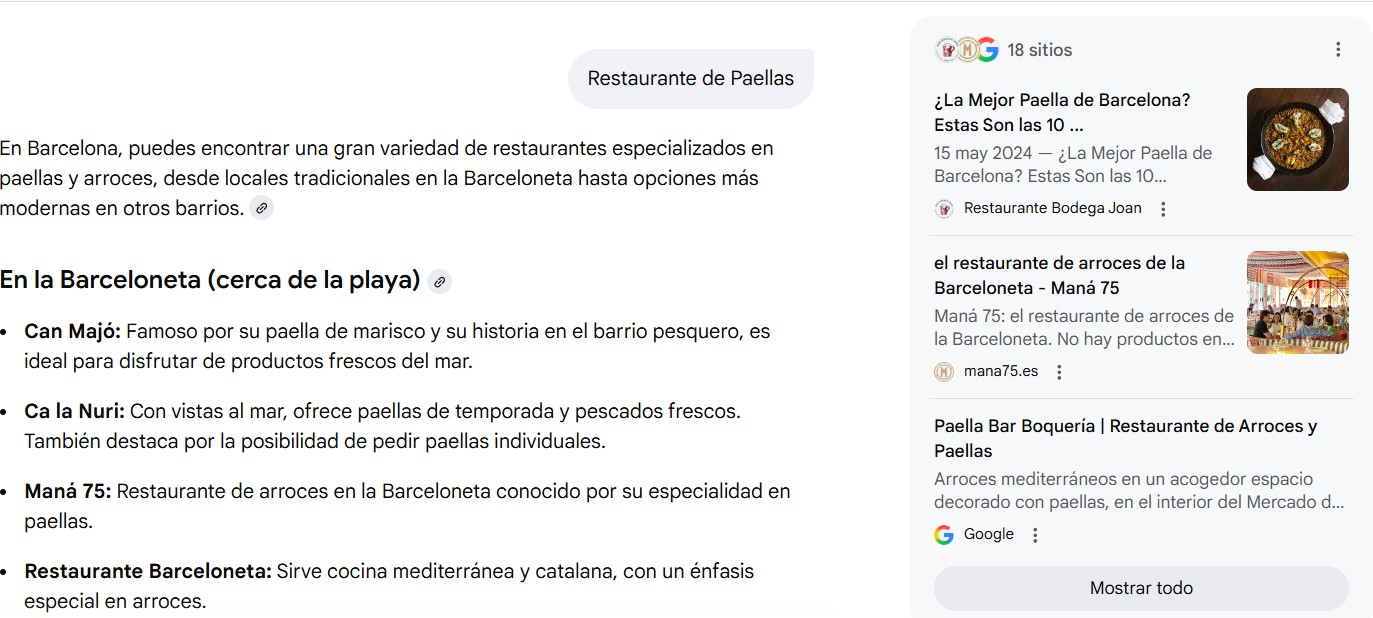 resultados seo ia restaurantes